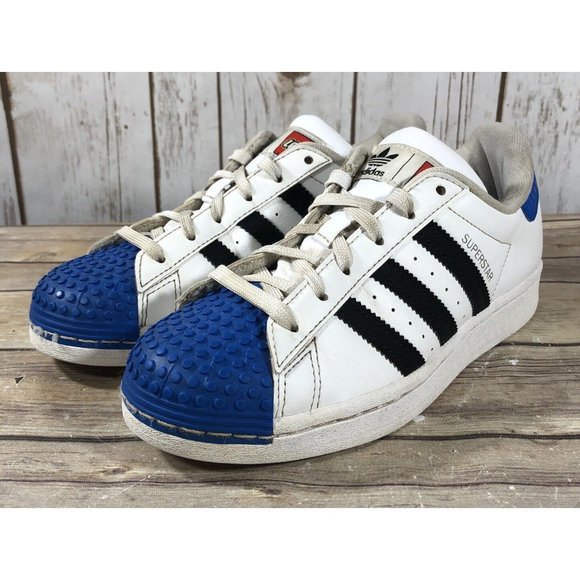 Adidas Superstar J X LEGO Shelltoe Shoes Youth Boys Size 4 Leather H03954 White